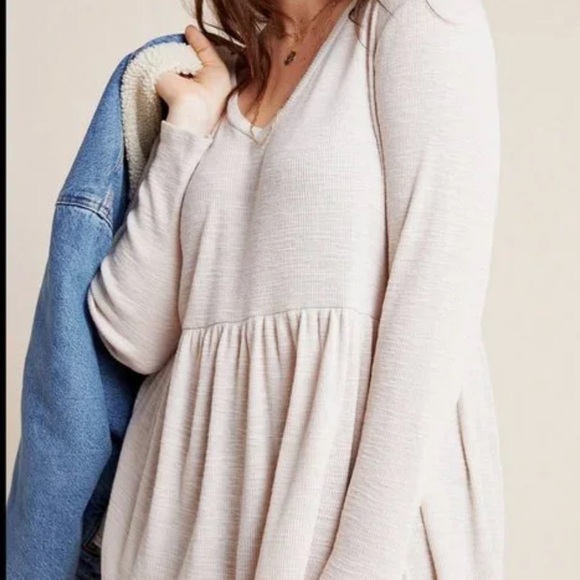 Anthropologie t.la Jill V Neck Baby Doll Peplum Top - Picture 3 of 10